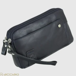 Pochette Uomo in pelle 2 vani zip borsello a mano Harry 7