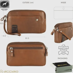 Pochette Uomo in pelle 2 vani zip borsello a mano Harry 7