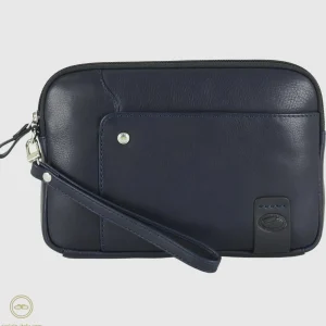Pochette Uomo in pelle borsello a mano Richard 9" Blu