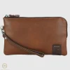 Pochette Uomo piatta in pelle borsello a mano Oliver 9" Castagno
