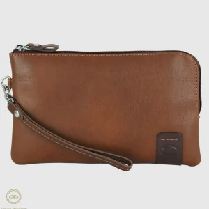 Pochette Uomo piatta in pelle borsello a mano Oliver 9" Castagno