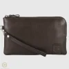 Pochette Uomo piatta in pelle borsello a mano Oliver 9" Moka