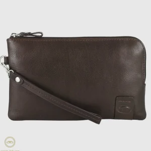 Pochette Uomo piatta in pelle borsello a mano Oliver 9" Moka
