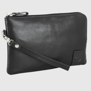 Pochette Uomo piatta in pelle borsello a mano Oliver 9" Nero