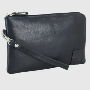 Pochette Uomo piatta in pelle borsello a mano Oliver 9" Blu