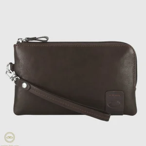 Pochette Uomo piccola in pelle borsello a mano Thomas 7" Moka