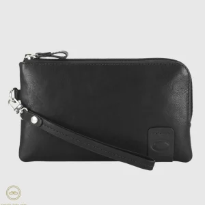Pochette Uomo piccola in pelle borsello a mano Thomas 7" Nero