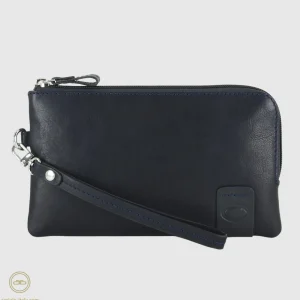 Pochette Uomo piccola in pelle borsello a mano Thomas 7" Blu