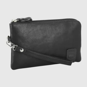 Pochette Uomo piccola in pelle borsello a mano Thomas 7" Nero