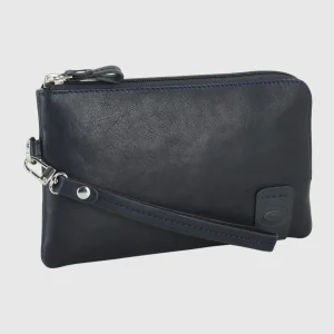 Pochette Uomo piccola in pelle borsello a mano Thomas 7" Blu