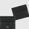 Porta carte di credito in pelle liscia Nero