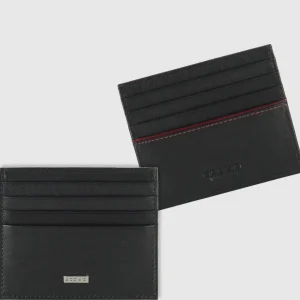 Porta carte di credito in pelle liscia Nero
