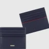 Porta carte di credito in pelle liscia Blu