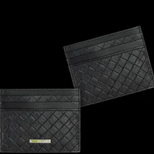 Porta carte di credito in pelle intrecciata