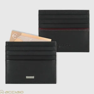 Porta carte di credito in pelle liscia Nero