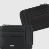 Porta carte di credito zip portadocumenti in pelle liscia Nero