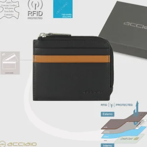 Porta carte di credito zip mini Nero