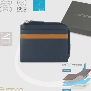 Porta carte di credito zip mini Blu