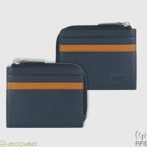 Porta carte di credito zip mini Blu