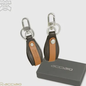 Portachiavi in pelle morbida con moschettone Marrone/Moka