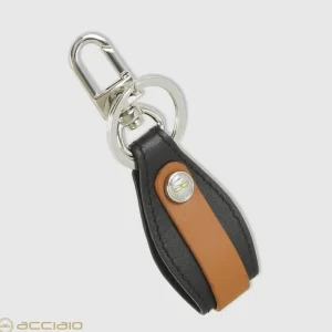 Portachiavi in pelle morbida con moschettone Nero
