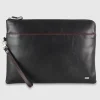 Portadocumenti zip A4 Cartellina in pelle liscia Nero