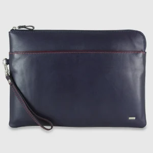 Portadocumenti zip A4 Cartellina in pelle liscia Blu Ink