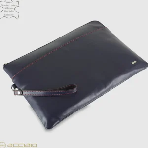 Portadocumenti zip A4 Cartellina in pelle liscia Blu Ink