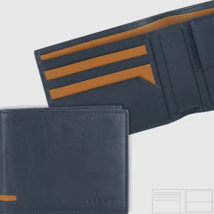 Portafoglio da uomo classico con 7 carte e portamonete, Blu