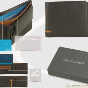 Portafoglio da uomo classico 10 carte, portamonete e patta, Marrone/Moka