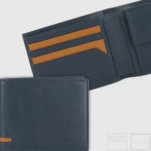 Portafoglio da uomo con 7 carte e portamonete, Blu