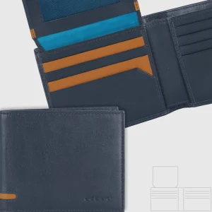 Portafoglio da uomo con 15 carte di credito e patta, Blu