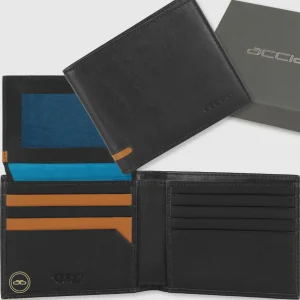 Portafoglio da uomo con 15 carte di credito e patta, Nero