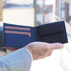 Portafoglio da uomo con 7 carte e portamonete, Moka