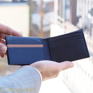 Portafoglio da uomo con 15 carte di credito e patta, Blu