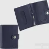 Portafoglio Mini con Fermasoldi a molla in pelle Blu Ink