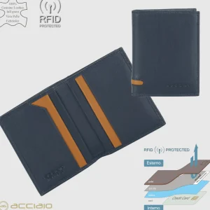 Portafoglio mini da uomo 7 carte Blu