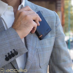 Portafoglio mini da uomo 7 carte Blu