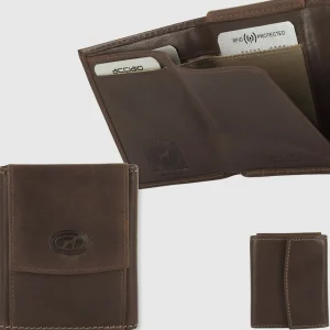 Portafoglio minimal uomo portamonete in pelle Moka