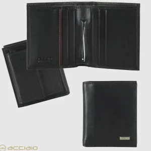 Portafoglio Piccolo con Fermasoldi Clip Portamonete in pelle Nero