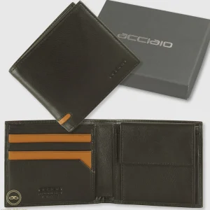 Portafoglio piccolo da uomo 7 carte e portamonete Moka