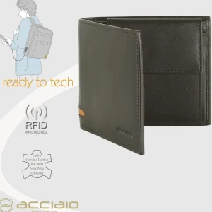 Portafoglio piccolo da uomo 7 carte e portamonete Moka