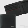 Portafoglio piccolo uomo, portamonete e 4cc in pelle Liscia Nero