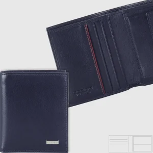 Portafoglio Piccolo uomo con Portamonete in pelle Liscia Ink Blu