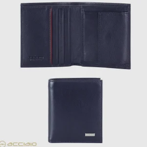 Portafoglio Piccolo uomo con Portamonete in pelle Liscia Ink Blu