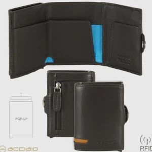 Portafoglio porta card Box Popup Rfid in pelle Marrone/Moka