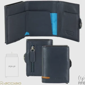 Portafoglio porta card Box Popup Rfid in pelle Blu
