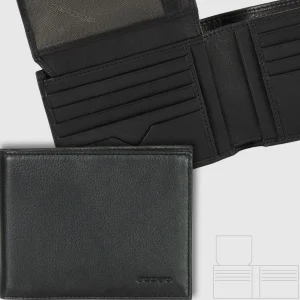 Portafoglio uomo classico 11 carte di credito in pelle Soft Nero