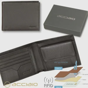 Portafoglio uomo classico portamonete 4cc in pelle Soft Moka