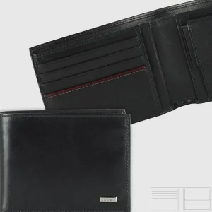Portafoglio uomo con Portamonete classico in pelle Liscia Nero